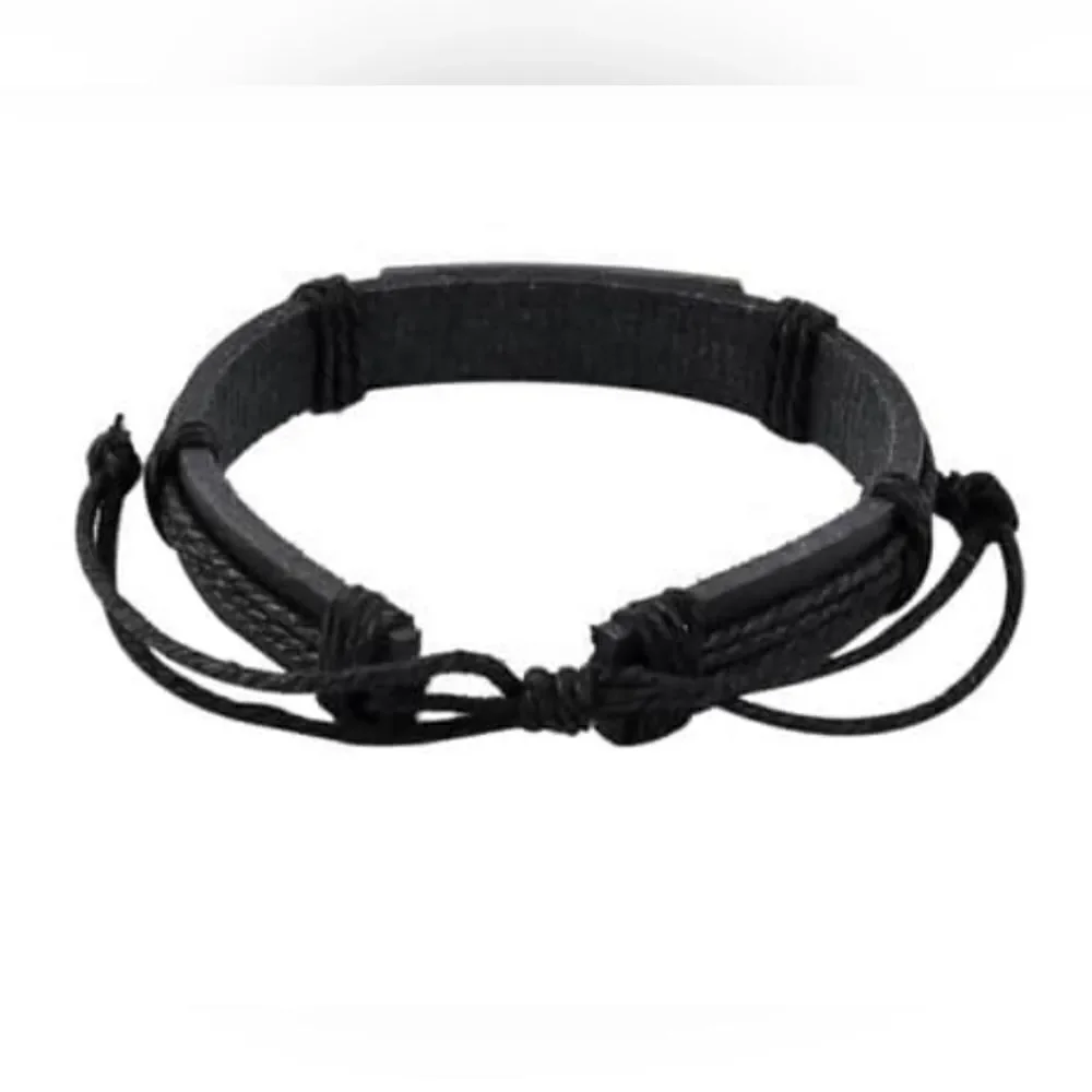 Black Genuine Leather and Dualtone Adjustable Bracelets - Picture 16 of 16